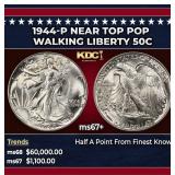 1944-p Walking Liberty Half Dollar Near Top Pop 50