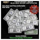 15x **STAR NOTES** 1957 $1 Blue Seal Silver Certif