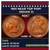 1901 Indian Cent Near Top Pop! 1c ms66+ rd SEGS