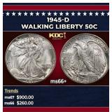 1945-d Walking Liberty Half Dollar 50c ms66+ SEGS