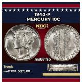 1942-p Mercury Dime 10c ms67 fsb SEGS
