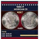1885-p Morgan Dollar $1 Grades ms65+