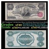 1891 $10 Red Seal Silver Certificate "Tombstone" G