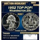 1952 Proof Washington Quarter TOP POP! 25c pr68 DC