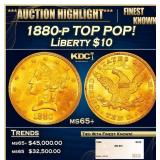 1880-p Gold Liberty Eagle TOP POP! $10 ms65+ SEGS