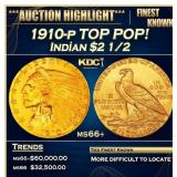 1910-p Gold Indian Quarter Eagle TOP POP! $2 1/2 m