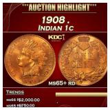 1908 Indian Cent . 1c ms65+ rd SEGS