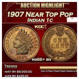 1907 Indian Cent Near Top Pop 1c ms66+ bn SEGS