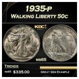 1935-p Walking Liberty Half Dollar 50c Grades ms65