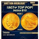 1907-p Gold Indian Eagle TOP POP! $10 ms66 SEGS
