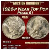 1926-p Peace Dollar Near Top Pop $1 ms66+ SEGS