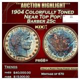 1904 Proof Barber Quarter Colorfully Toned Near To