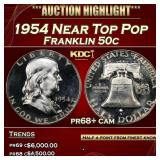 1954 Proof Franklin Half Dollar Near Top Pop 50c p