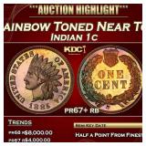 1885 Proof Indian Cent Rainbow Toned Near Top Pop!