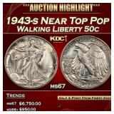 1943-s Walking Liberty Half Dollar Near Top Pop 50