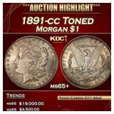 1891-cc Morgan Dollar Toned $1 ms65+ SEGS
