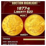 1877-s Gold Liberty Double Eagle $20 ms63+ SEGS