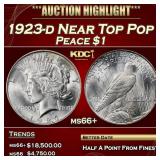 1923-d Peace Dollar Near Top Pop $1 ms66+ SEGS