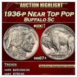 1936-p Buffalo Nickel Near Top Pop 5c ms67+ SEGS