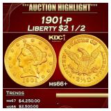 1901-p Gold Liberty Quarter Eagle $2 1/2 ms66+ SEG