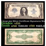 1923 $1 large size Silver Certificate Grades vf+ S
