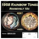 1958 Proof Roosevelt Dime Rainbow Toned 10c pr68+
