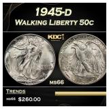 1945-d Walking Liberty Half Dollar 50c Grades ms66