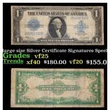 1923 $1 large size Silver Certificate Grades vf+ S