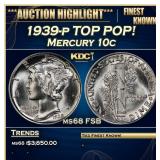 1939-p Mercury Dime TOP POP! 10c ms68 FSB SEGS