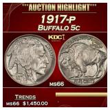 1917-p Buffalo Nickel 5c ms66 SEGS