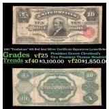1891 $10 Red Seal Silver Certificate "Tombstone" G