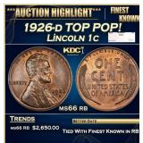 1926-d Lincoln Cent TOP POP! 1c ms66 rb SEGS