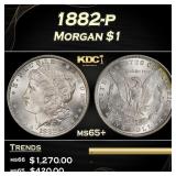 1882-p Morgan Dollar $1 Grades ms65+