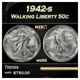 1942-s Walking Liberty Half Dollar 50c Grades ms66