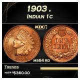 1903 Indian Cent . 1c Grades ms64 rd
