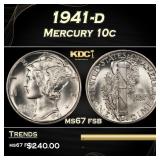 1941-d Mercury Dime 10c ms67 fsb SEGS