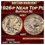 1926-p Buffalo Nickel Near Top Pop 5c ms67 SEGS