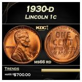 1930-d Lincoln Cent 1c Grades ms66 rd