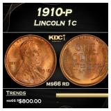 1910-p Lincoln Cent 1c Grades ms66 rd