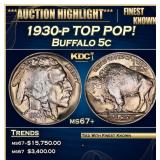 1930-p Buffalo Nickel TOP POP! 5c ms67+ SEGS