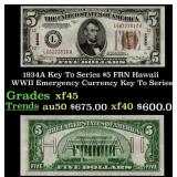 1934A $5 FRN Hawaii WWII Emergency Currency Key To
