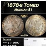 1878-s Morgan Dollar Toned $1 ms65+ SEGS