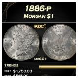 1886-p Morgan Dollar $1 ms66+ SEGS
