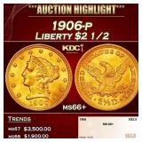 1906-p Gold Liberty Quarter Eagle $2 1/2 ms66+ SEG