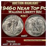 1946-d Walking Liberty Half Dollar Near Top Pop 50