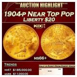 1904-p Gold Liberty Double Eagle Near Top Pop $20