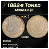 1882-s Morgan Dollar Toned $1 Grades ms65+