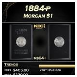 1884-p Morgan Dollar $1 Grades ms64+