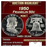 1950 Proof Franklin Half Dollar 50c pr65+ DCAM SEG
