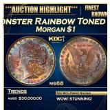 1887-p Morgan Dollar Monster Rainbow Toned TOP POP
